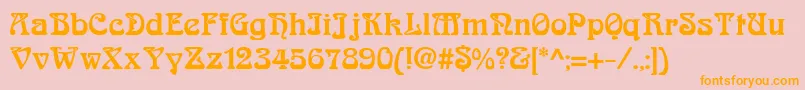 フォントArnoldboecklinExtrabold – オレンジの文字がピンクの背景にあります。