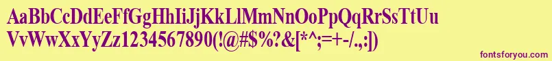 Saiba mais sobre a fonte TimeRoman80b Fonte TimeRoman80b – fontes roxas em um fundo amarelo