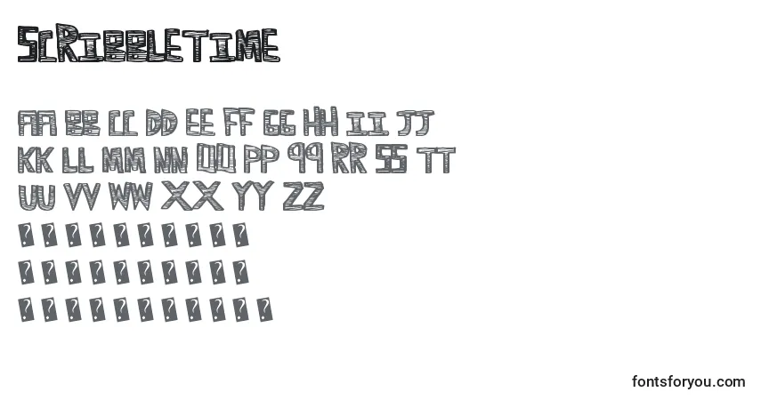 Schriftart Scribbletime – Alphabet, Zahlen, spezielle Symbole
