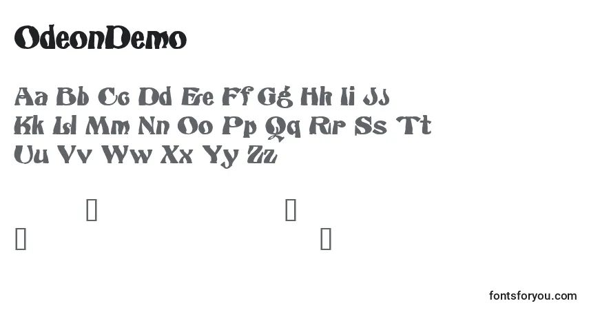 Fuente OdeonDemo - alfabeto, números, caracteres especiales