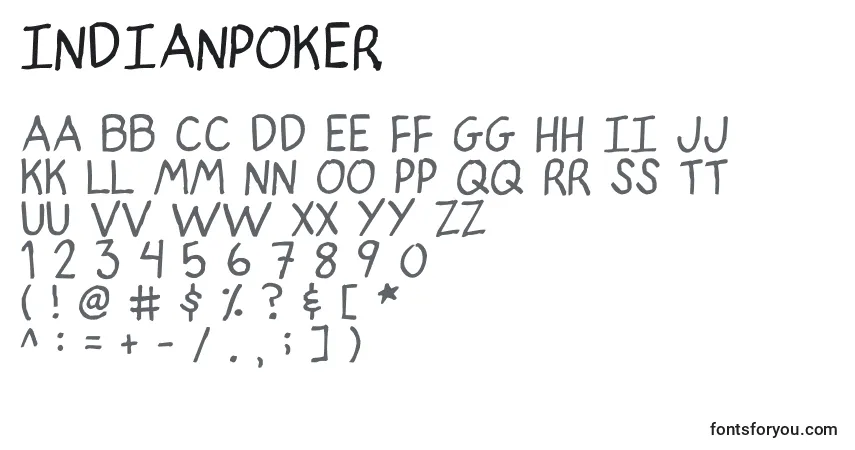A fonte IndianPoker. – alfabeto, números, caracteres especiais