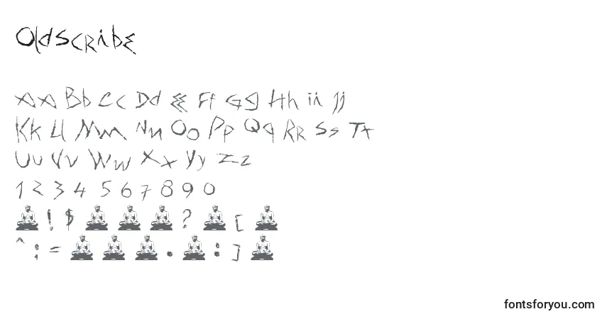 Czcionka OldScribe – alfabet, cyfry, specjalne znaki