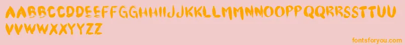 Czcionka Cfpinceau – pomarańczowe czcionki na różowym tle
