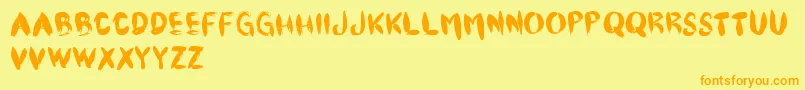 Czcionka Cfpinceau – pomarańczowe czcionki na żółtym tle