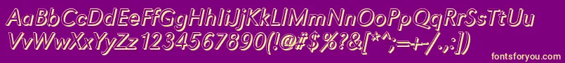 Fonte GroteskshLightItalic – fontes amarelas em um fundo roxo