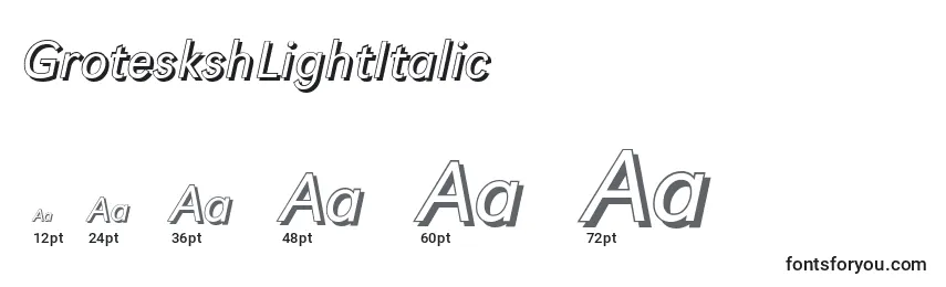Размеры шрифта GroteskshLightItalic