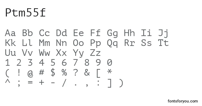 Ptm55f-fontti – aakkoset, numerot, erikoismerkit