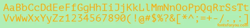 Ptm55f Font – Orange Fonts on Green Background