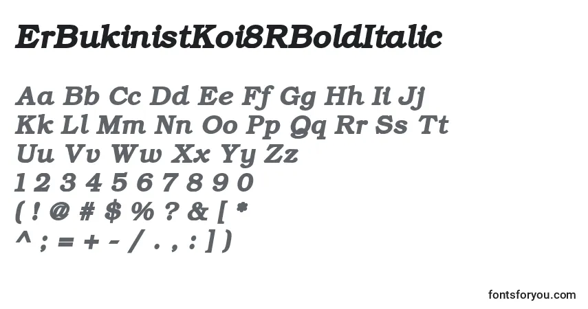 A fonte ErBukinistKoi8RBoldItalic – alfabeto, números, caracteres especiais