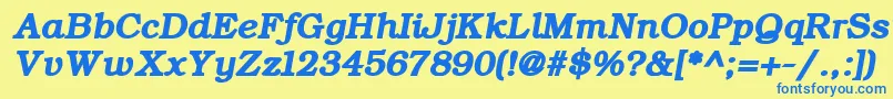 フォントErBukinistKoi8RBoldItalic – 青い文字が黄色の背景にあります。