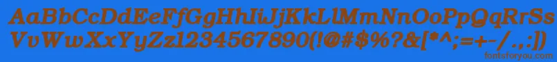 Fonte ErBukinistKoi8RBoldItalic – fontes marrons em um fundo azul
