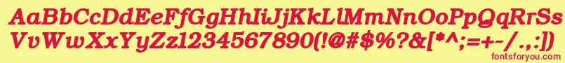 Fonte ErBukinistKoi8RBoldItalic – fontes vermelhas em um fundo amarelo