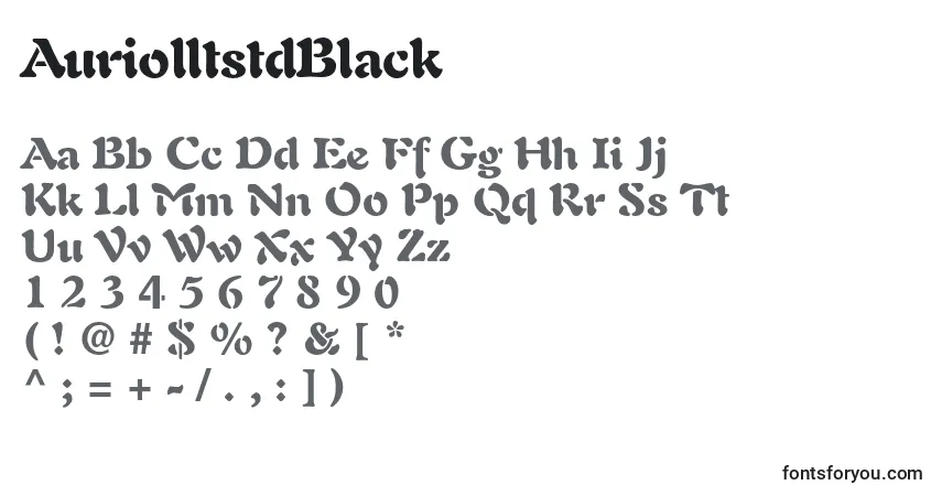 A fonte AuriolltstdBlack – alfabeto, números, caracteres especiais