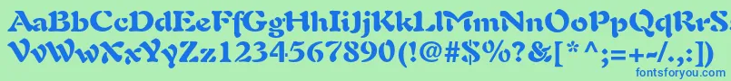 AuriolltstdBlack-Schriftart – Blaue Schriften auf grünem Hintergrund