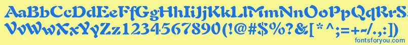 フォントAuriolltstdBlack – 青い文字が黄色の背景にあります。