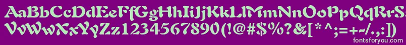 フォントAuriolltstdBlack – 紫の背景に緑のフォント