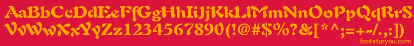 AuriolltstdBlack-Schriftart – Orangefarbene Schriften auf rotem Hintergrund