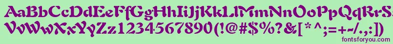 フォントAuriolltstdBlack – 緑の背景に紫のフォント