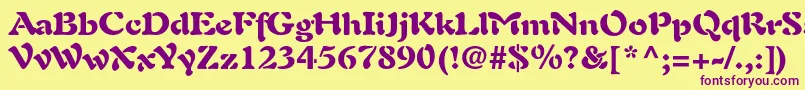 AuriolltstdBlack-Schriftart – Violette Schriften auf gelbem Hintergrund