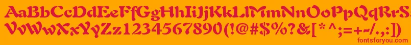 Czcionka AuriolltstdBlack – czerwone czcionki na pomarańczowym tle