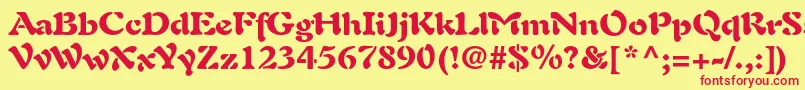 AuriolltstdBlack-Schriftart – Rote Schriften auf gelbem Hintergrund