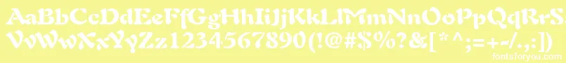 AuriolltstdBlack-Schriftart – Weiße Schriften auf gelbem Hintergrund