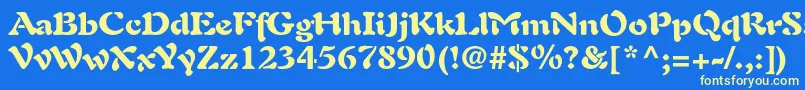 AuriolltstdBlack-Schriftart – Gelbe Schriften auf blauem Hintergrund
