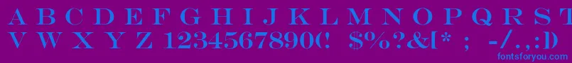 MengraversSizeone-Schriftart – Blaue Schriften auf violettem Hintergrund