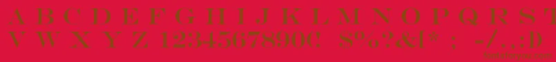 MengraversSizeone-Schriftart – Braune Schriften auf rotem Hintergrund