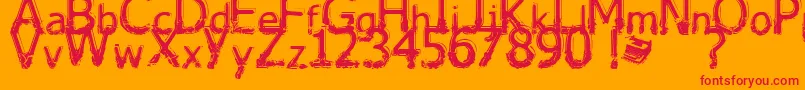 フォントLhabia – オレンジの背景に赤い文字