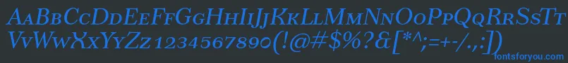フォントTusarscItalic – 黒い背景に青い文字