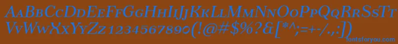 フォントTusarscItalic – 茶色の背景に青い文字