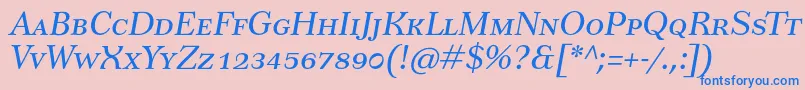 Saiba mais sobre a fonte TusarscItalic Fonte TusarscItalic – fontes azuis em um fundo rosa