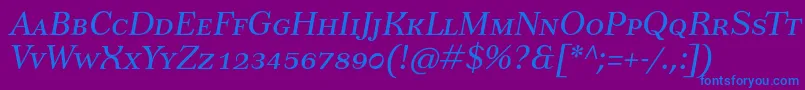 Fonte TusarscItalic – fontes azuis em um fundo violeta