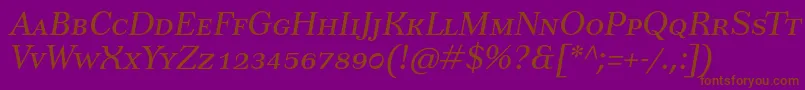 TusarscItalic-Schriftart – Braune Schriften auf violettem Hintergrund