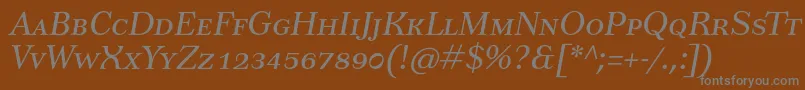 フォントTusarscItalic – 茶色の背景に灰色の文字