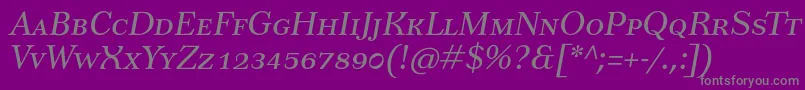 フォントTusarscItalic – 紫の背景に灰色の文字