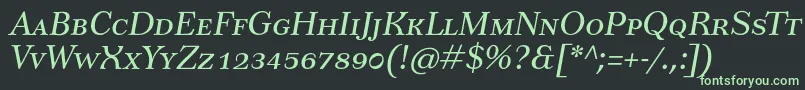 TusarscItalic-fontti – vihreät fontit mustalla taustalla