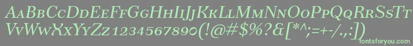 フォントTusarscItalic – 灰色の背景に緑のフォント