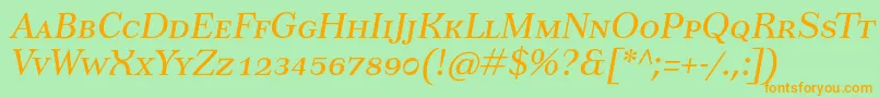 Fonte TusarscItalic – fontes laranjas em um fundo verde