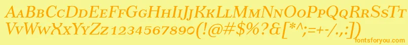 TusarscItalic-Schriftart – Orangefarbene Schriften auf gelbem Hintergrund