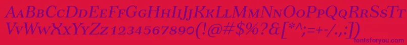 TusarscItalic-fontti – violetit fontit punaisella taustalla