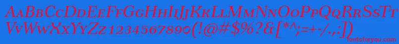 TusarscItalic Font – Red Fonts on Blue Background