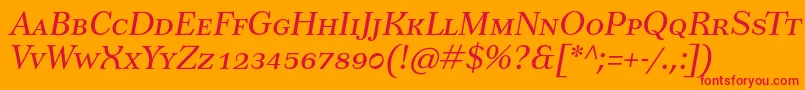 Czcionka TusarscItalic – czerwone czcionki na pomarańczowym tle