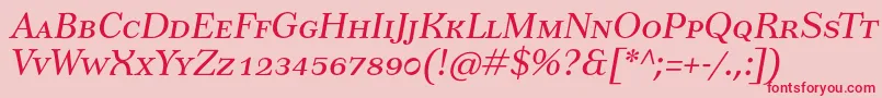 Czcionka TusarscItalic – czerwone czcionki na różowym tle