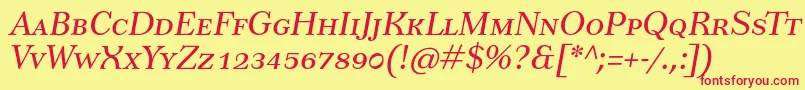 フォントTusarscItalic – 赤い文字の黄色い背景