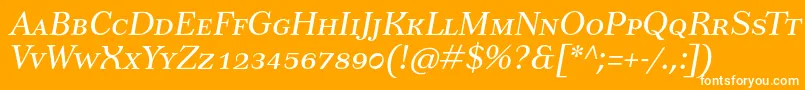 Weitere Informationen zur TusarscItalic-Schriftart TusarscItalic-Schriftart – Weiße Schriften auf orangefarbenem Hintergrund