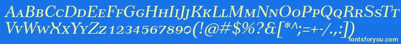 Czcionka TusarscItalic – żółte czcionki na niebieskim tle