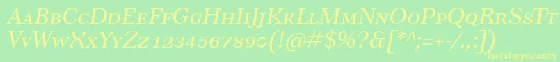TusarscItalic-Schriftart – Gelbe Schriften auf grünem Hintergrund
