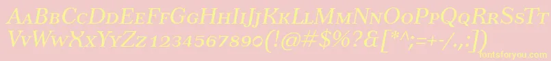 Czcionka TusarscItalic – żółte czcionki na różowym tle